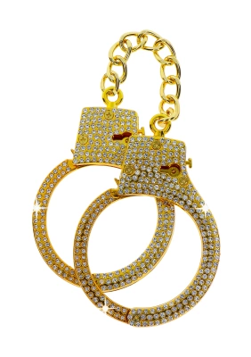 Taboom Bondage in Luxury Diamond Wrist Cuffs Gold Złote Kajdanki z Kryształkami 17178