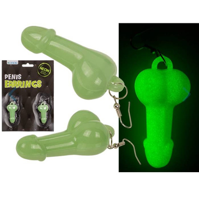 Fluorescencyjne Kolczyki Świecące Członki - Glow In The Dark Penis Earrings