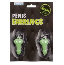 Fluorescencyjne Kolczyki Świecące Członki - Glow In The Dark Penis Earrings