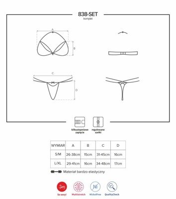 Komplet Biustonosz i Stringi - Obsessive 838-SET-1