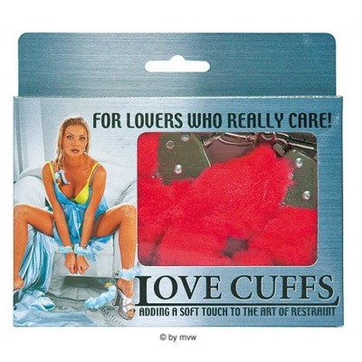 Metalowe Solidne Kajdanki z Czerwonym Futerkiem - Love Cuffs