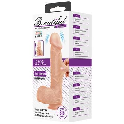 Naturalny Penis z Wibracją Dildo Beautiful Bahamut Glide&Slide-Skin