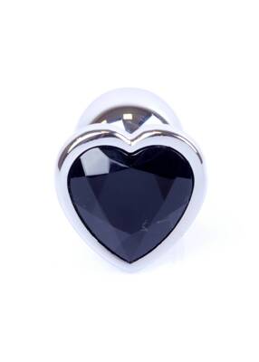 Ozdobny Korek Analny Serce z Czarnym Kryształem Diamond Plug Heart Black