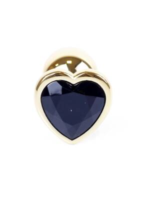 Ozdobny Korek Analny Serce z Czarnym Kryształem Gold Diamond Plug Heart Black