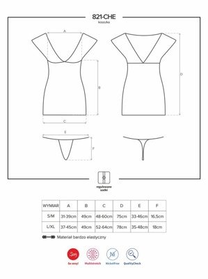 Seksowna Koszulka i Stringi - Obsessive 821-CHE-1