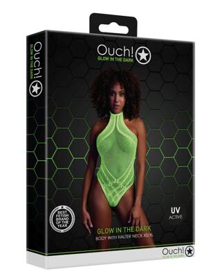 Sexy Wiązane na Szyi Neonowe Body Ouch! 839 Green