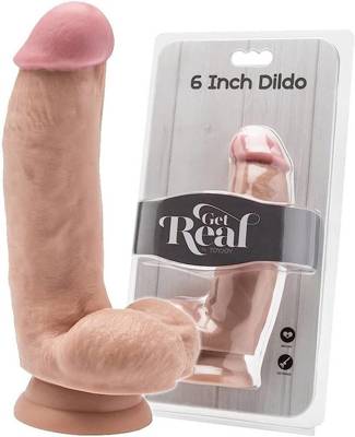 Średni Gruby Penis Z Jądrami - Get Real 6"  16,5cm