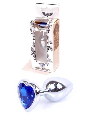 Stalowy Korek Analny Serce z Niebieskim Kryształkiem Diamond Plug Heart Blue