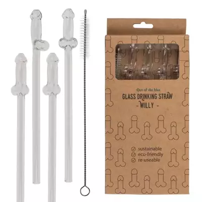 Szklane Słomki Peniski - Glass Drinking Straw Willy x 4