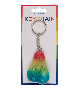 Zabawny Brelok Tęczowe Jądra - Metal Keychain Rainbow Testicle