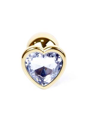 Złoty Korek Analny Serce z Przejrzystym Kryształkiem Gold Diamond Plug Heart Cristal