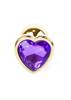 Stalowy Korek Analny z Fioletowym Kryształkiem Gold Diamond Plug Heart Violet